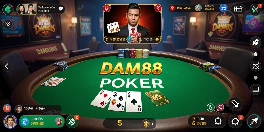 Gambaran tampilan gameplay poker yang mendebarkan di DAM88.