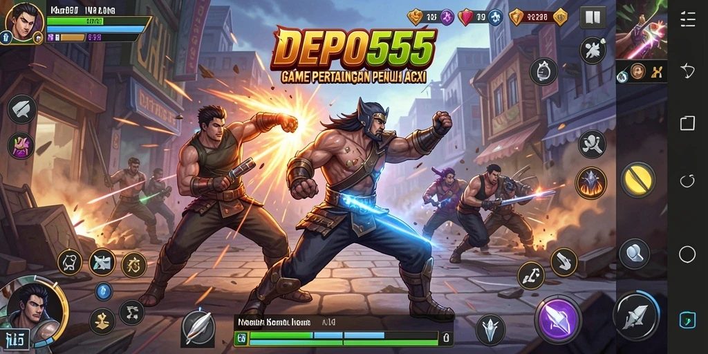Tampilan gameplay DEPO555 yang menegangkan dan mendebarkan dalam pertempuran.