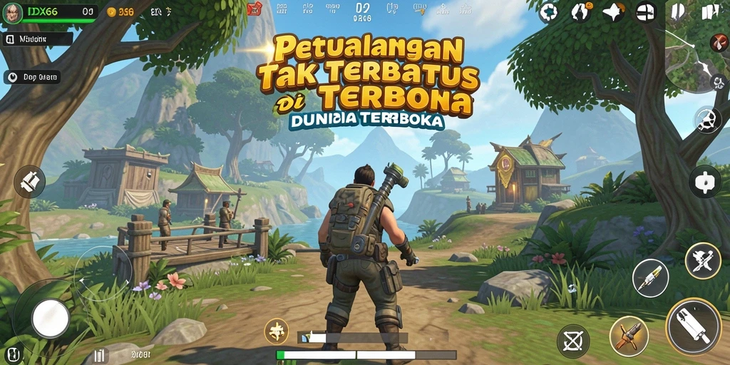 Screenshot gameplay menunjukkan keindahan dunia terbuka di IDX66.