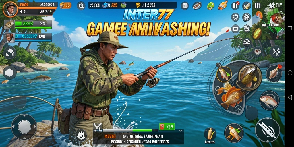Screenshot menampilkan gameplay menarik dalam INTER77 saat memancing.