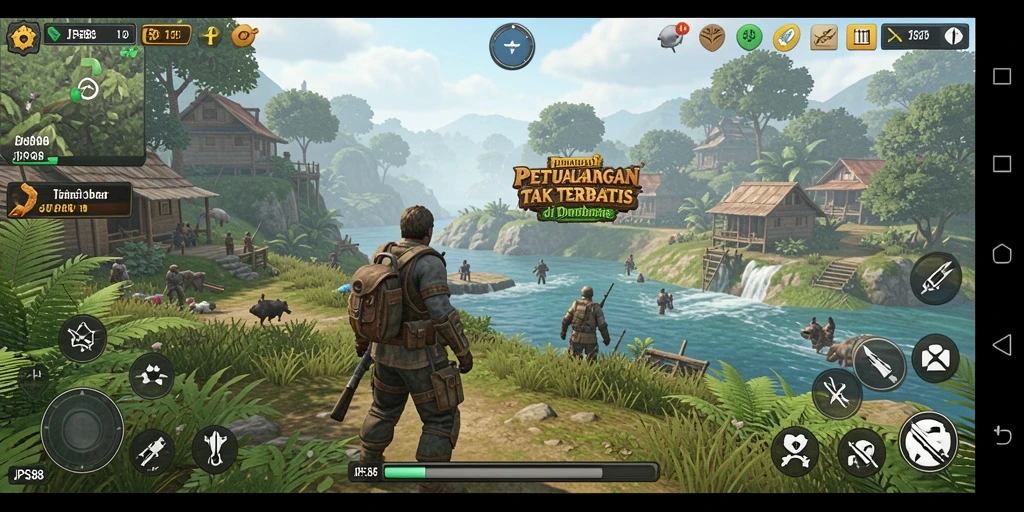 Screenshot JPS88 menunjukkan gameplay eksploratif di dunia terbuka.