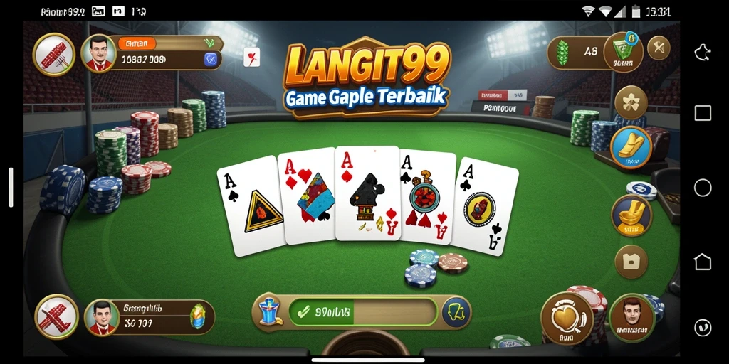 Tampilan gameplay seru dari LANGIT99 dengan teman-teman bermain Gaple.