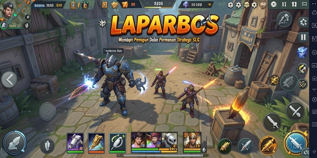 Tampilan gameplay LAPARBOS yang menakjubkan dalam suasana perang strategi.