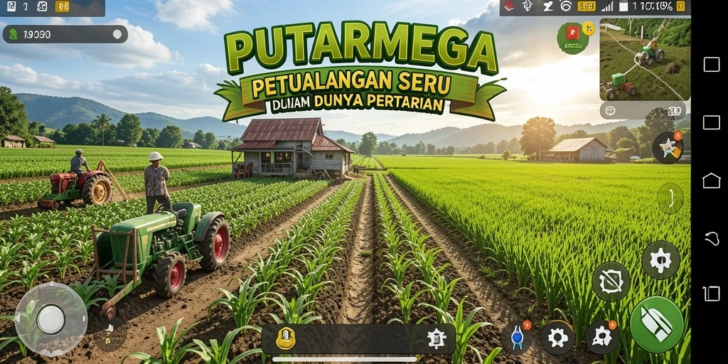 Screenshot PUTARMEGA menampilkan gameplay seru saat bertani.