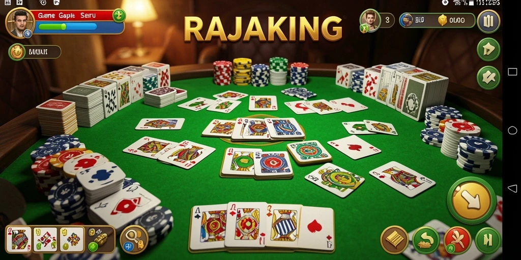 Tampilan gameplay seru RAJAKING dengan pemain yang berkompetisi dalam Gaple.