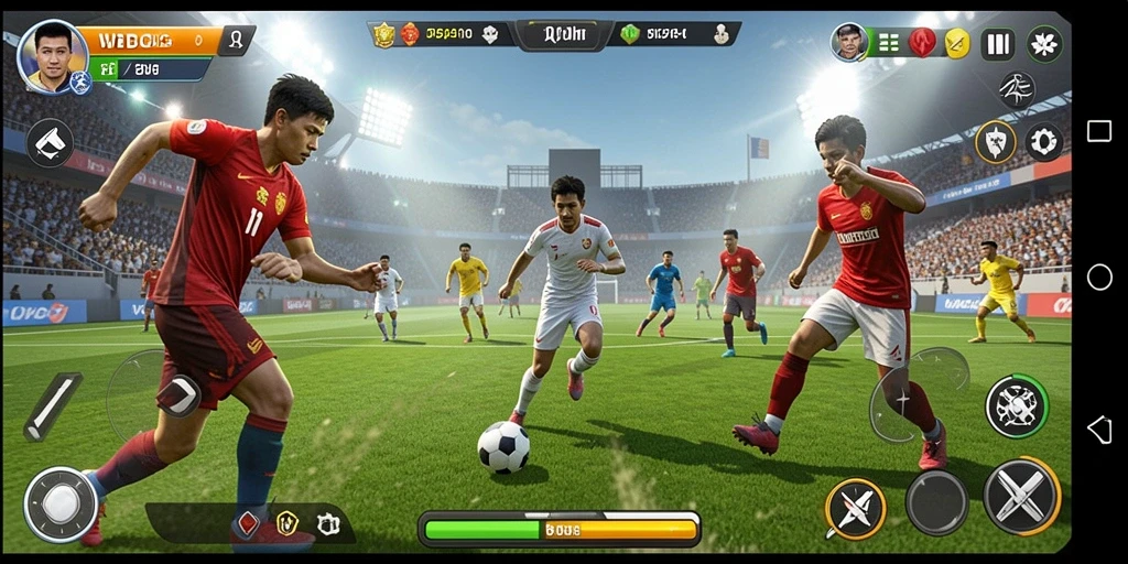 Tampilan dinamis dari gameplay WDBOS yang penuh aksi olahraga.